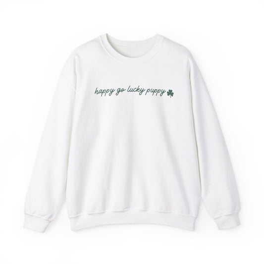 Happy Go Lucky Puppy - Sweatshirt (Green lettering)