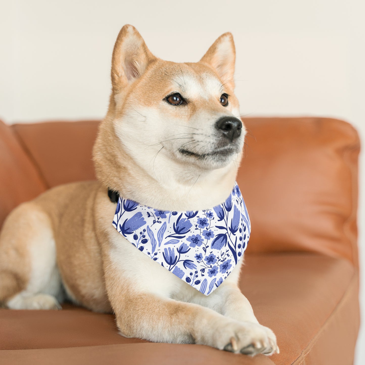 Blue Flowers - Pet Bandana Collar