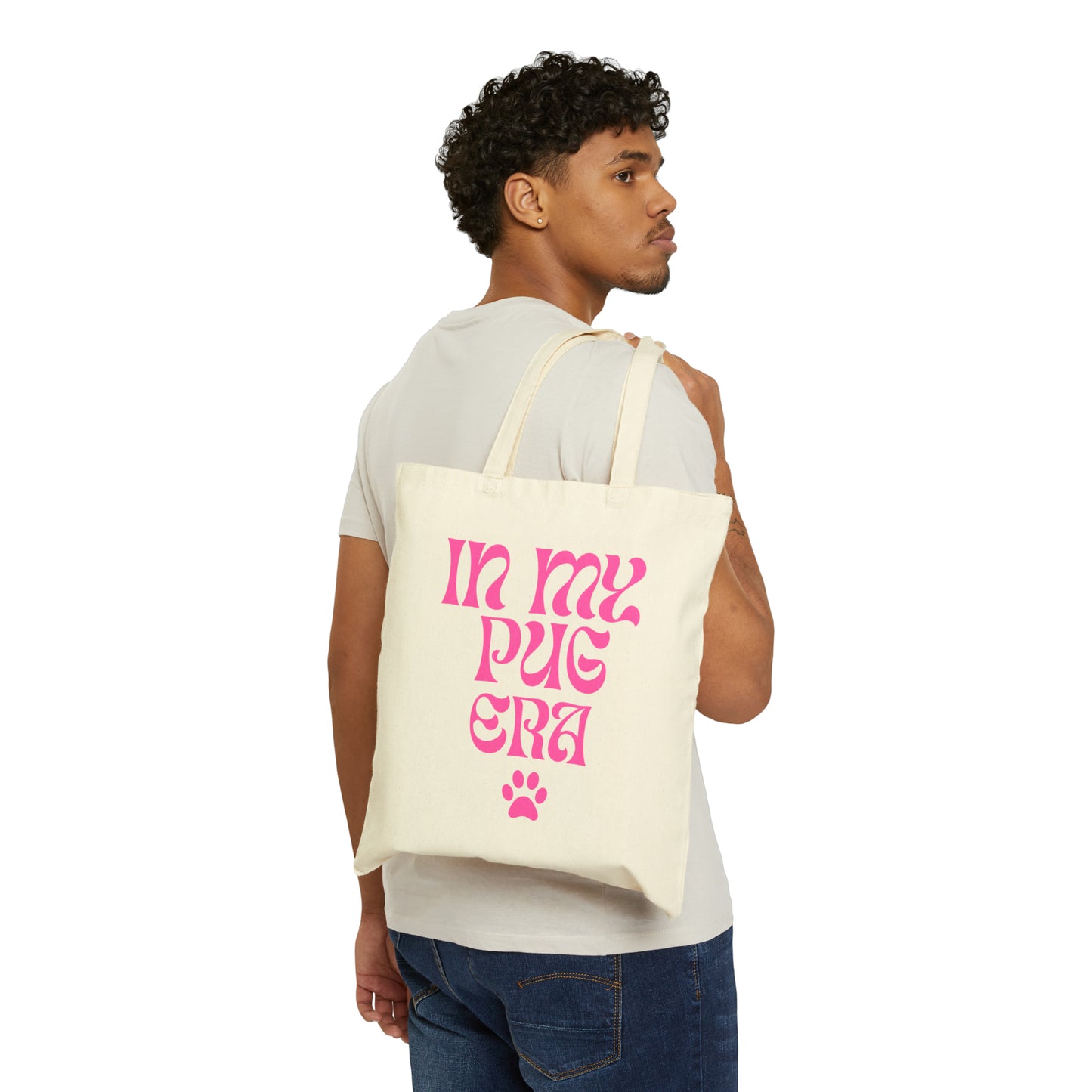 In My Pug Era - Natural Tote Bag (Pink)