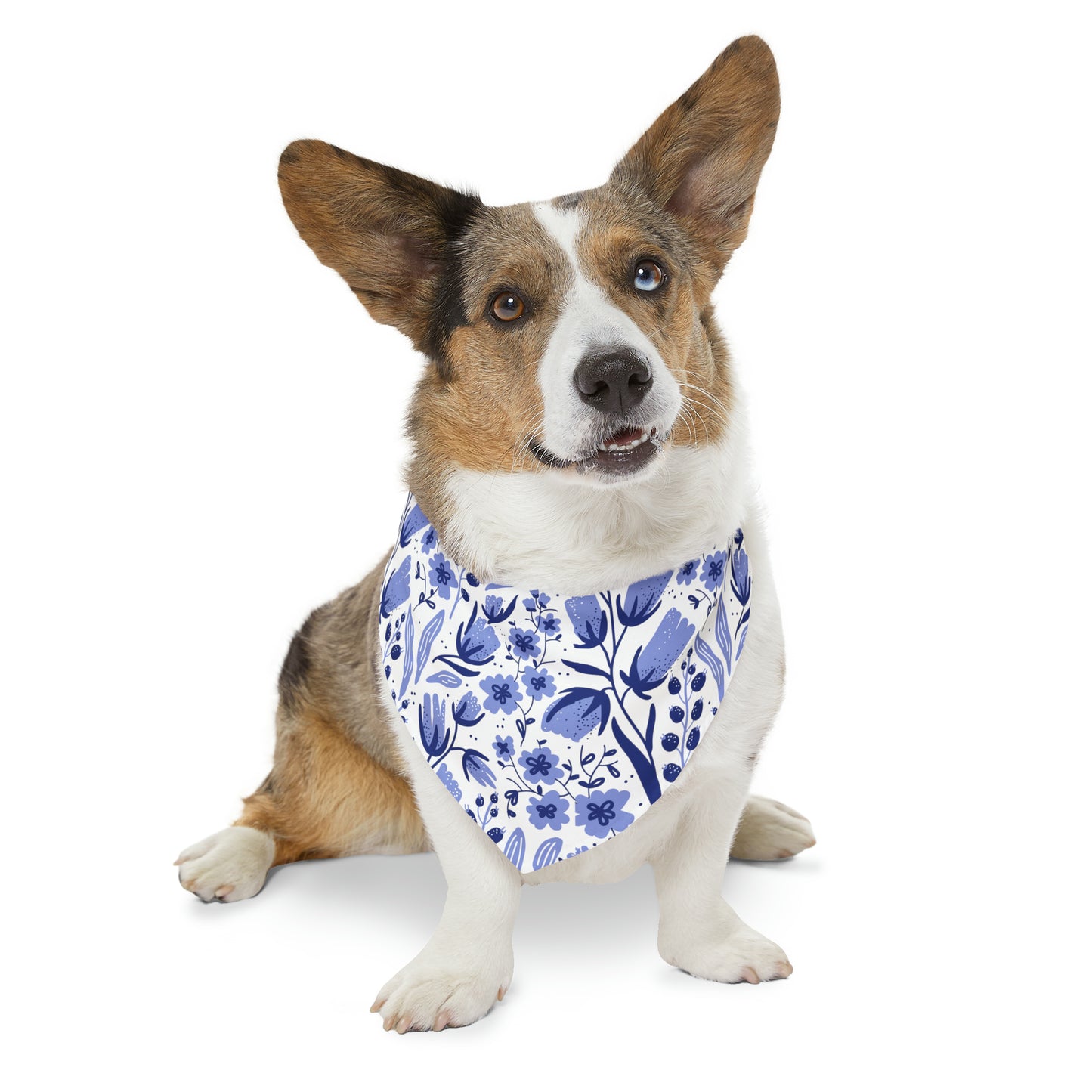 Blue Flowers - Pet Bandana Collar